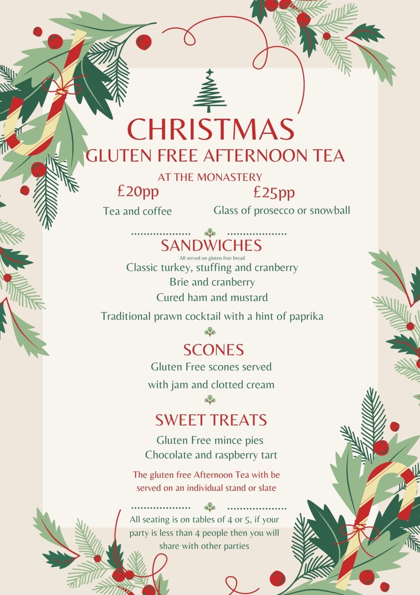 Christmas afternoon tea 2024 gluten free