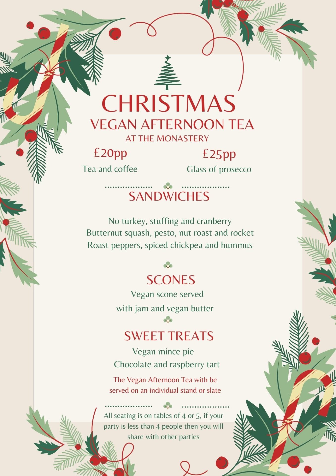 Christmas afternoon tea vegan 2024